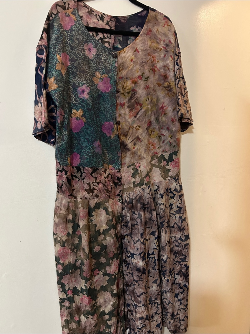Floral Patchwork Midi Dress in Multi-Color
